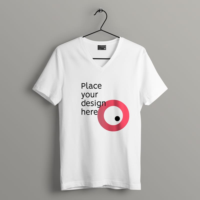 V-Neck T-Shirt Mockup Template PSD
