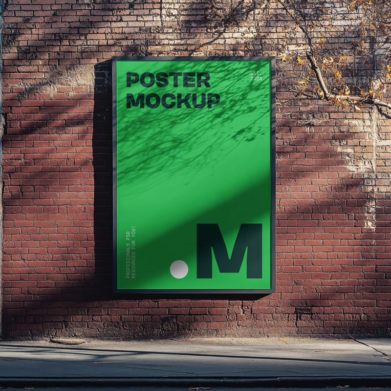 Vertical Billboard on the Brick Wall Mockup PSD