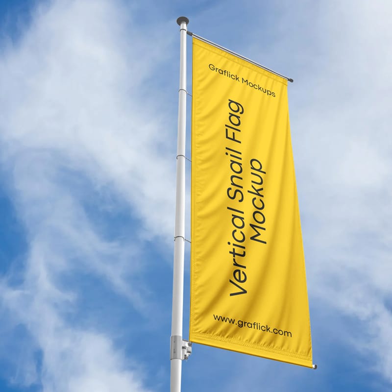 Vertical Snail Flag Mockup PSD