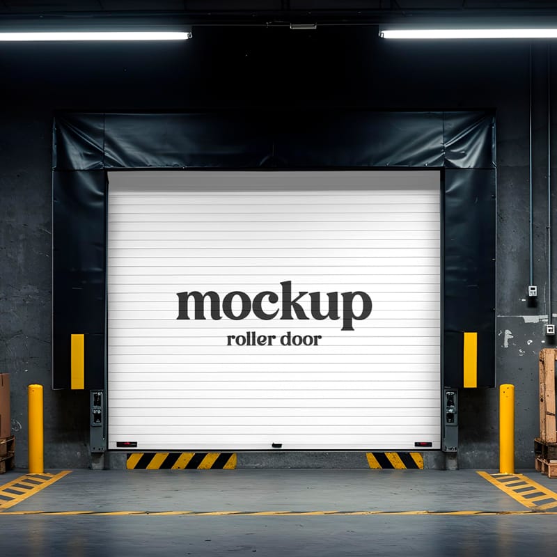 Warehouse Roller Door Mockup PSD