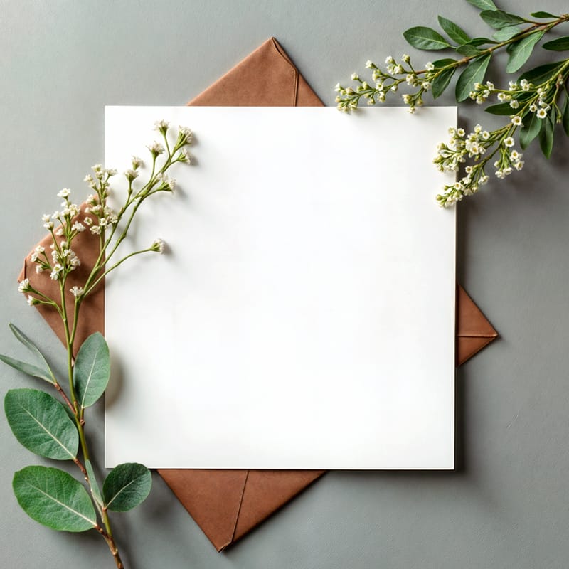 Wedding Invitation Mockup with Greenery PSD