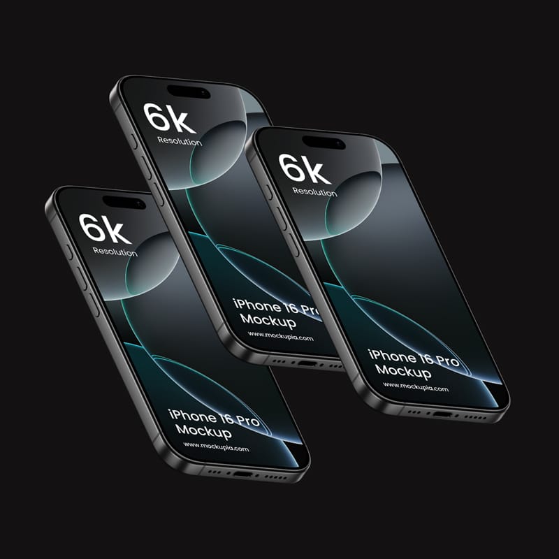 iPhone 16 Mockups in Titanium Shades PSD