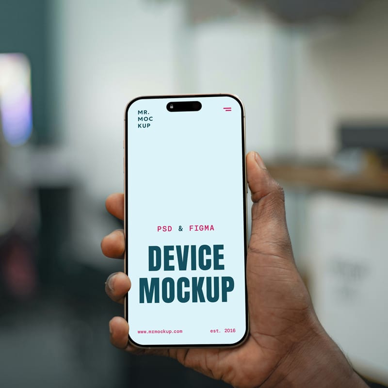 iPhone 16 Pro in Hand Mockup PSD