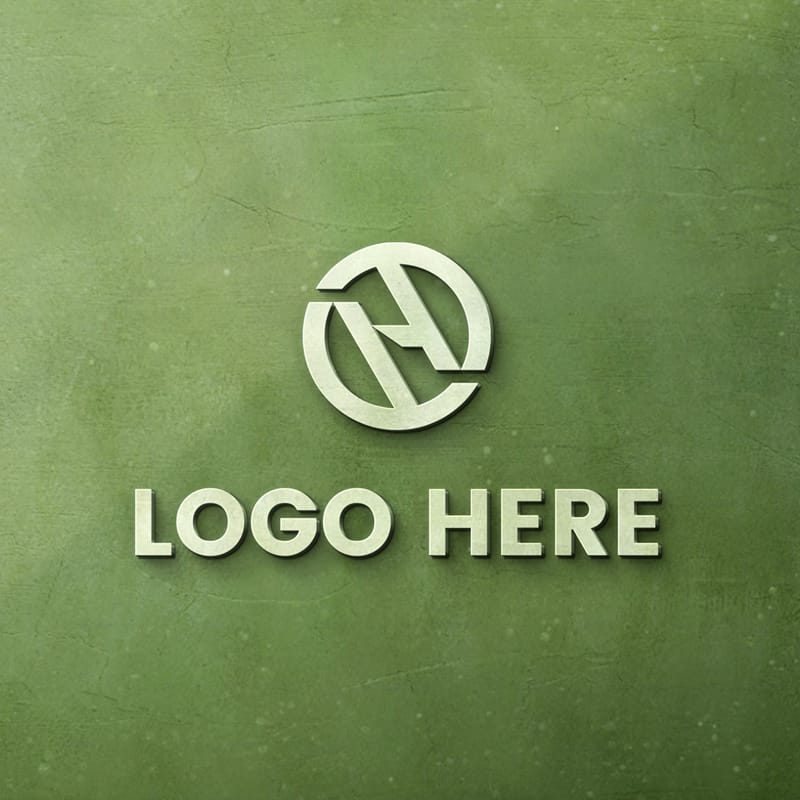 3D Logo Mockup on Green Wall PSD