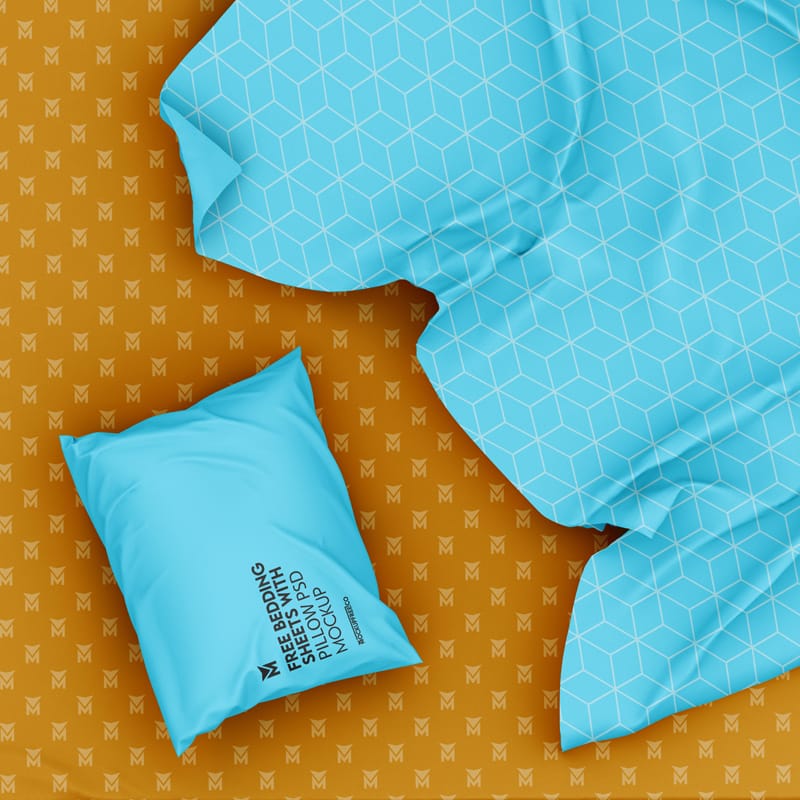 Bedding Sheets With Pillow Mockup PSD