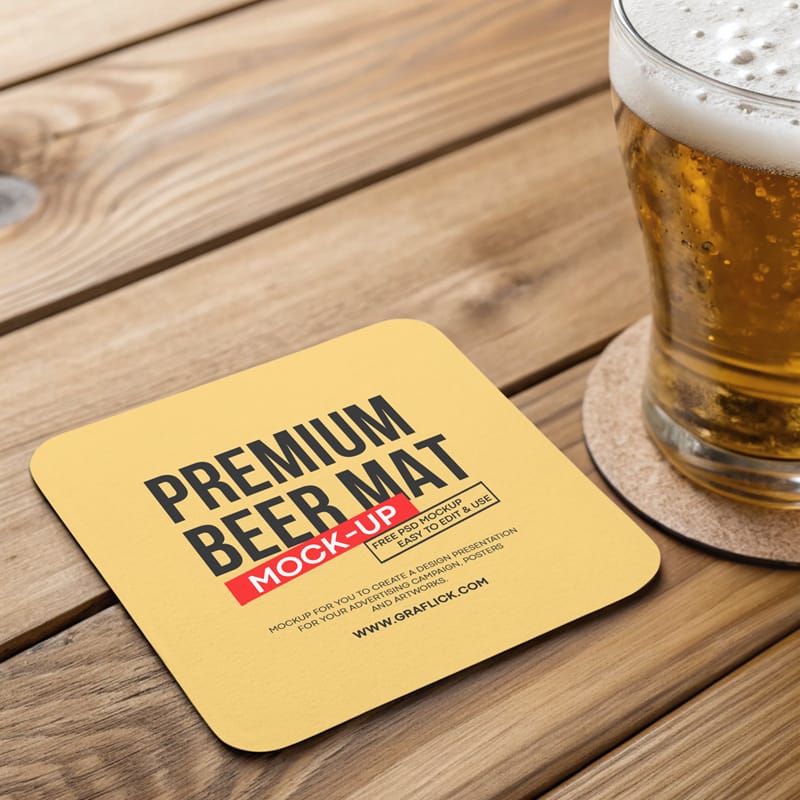 Beer Mat Mockup PSD