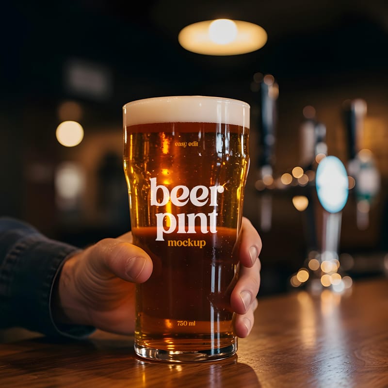 Beer Pint Mockup PSD