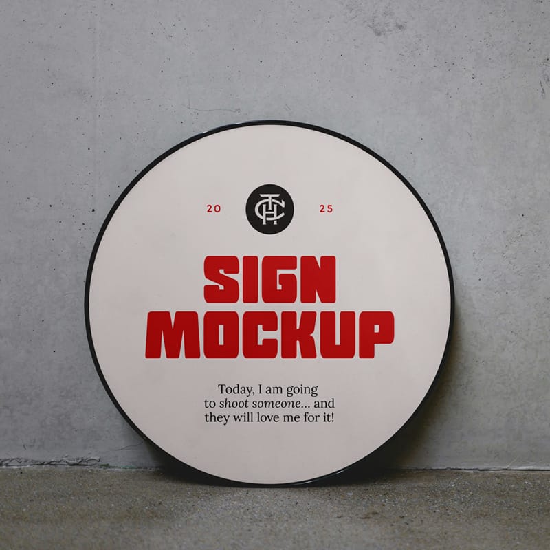 Big Circle Sign Mockup PSD