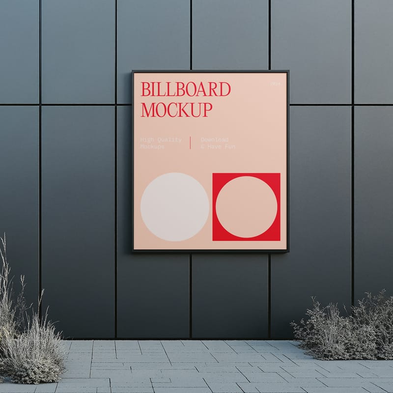 Billboard on Modern Dark Building Mockup PSD