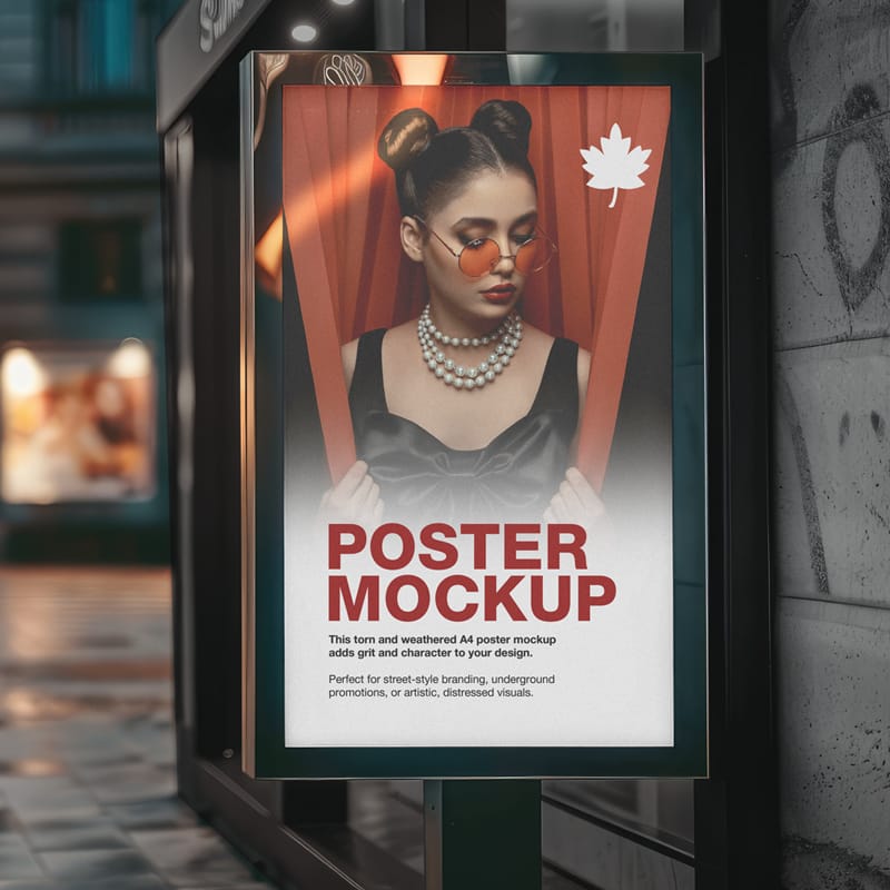 Bus Stop Mupi Poster Mockup PSD
