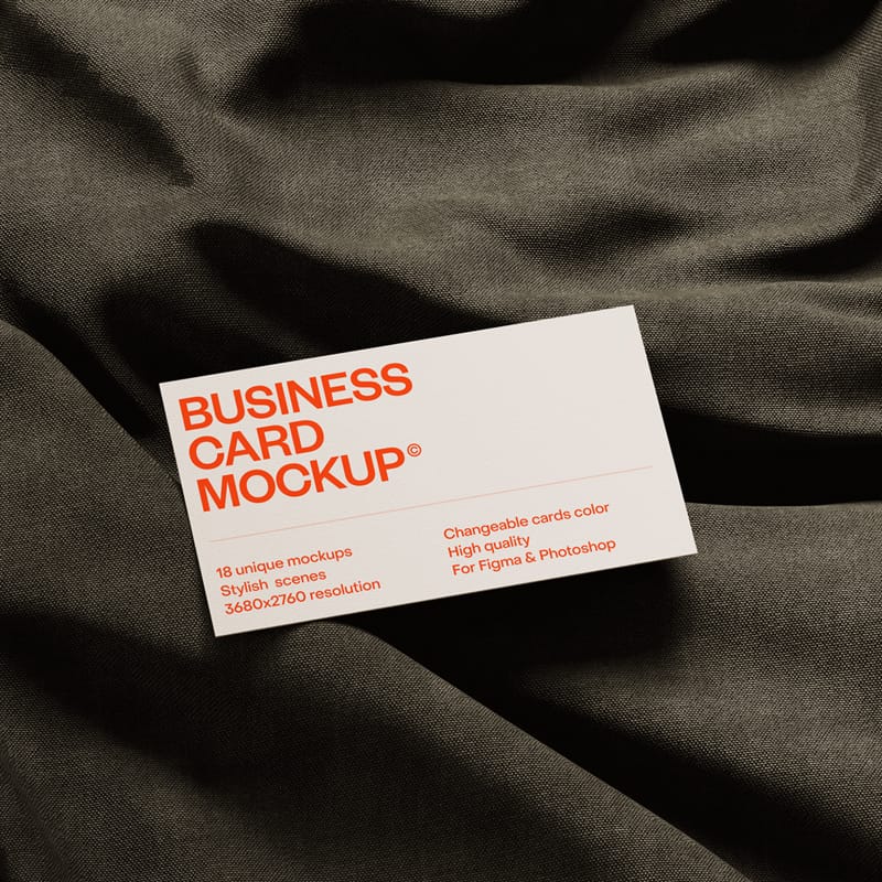 Business Card Mockup on Soft Fabric PSD