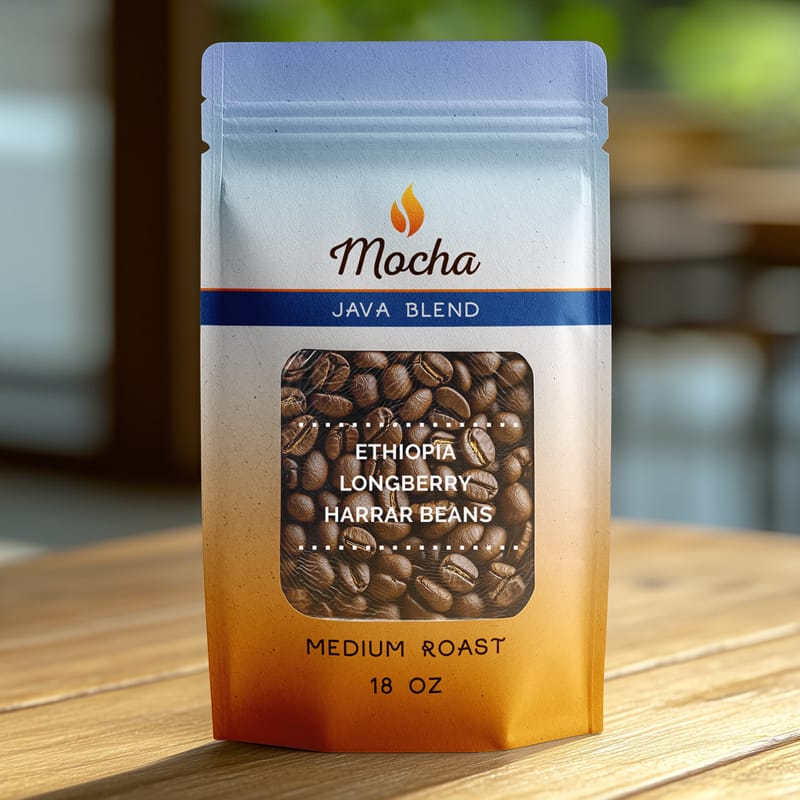 Coffee Beans Craft Paper Standing Bag Mockup PSD
