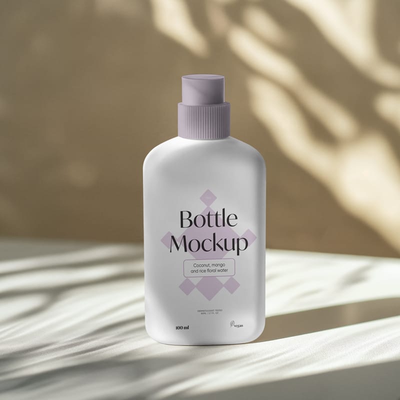 Cream Plastic Bottle Mockup PSD