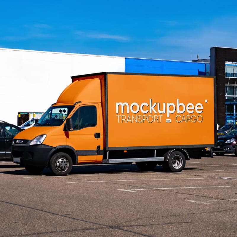 Delivery Car Mockup Template PSD