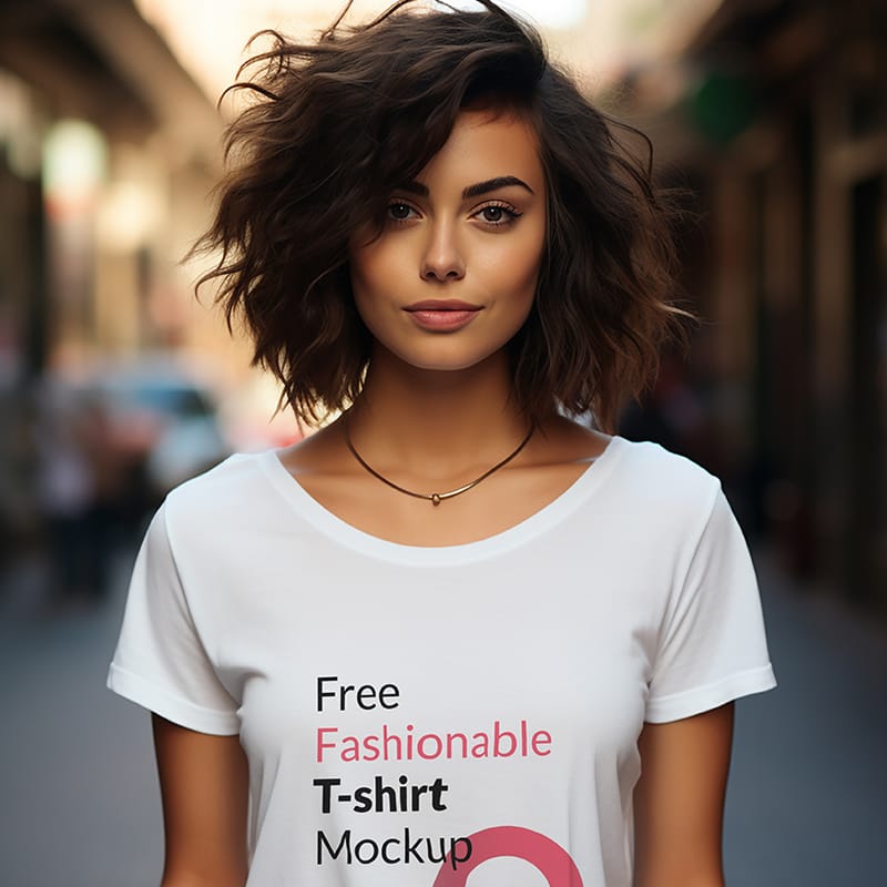 Fashionable White T-shirt Mockup PSD