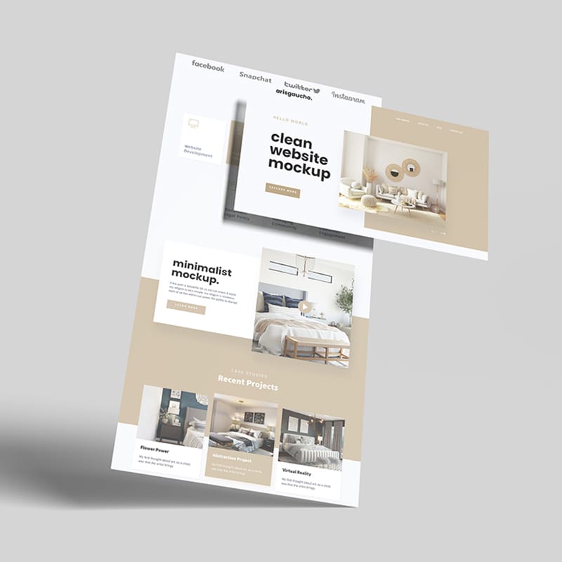 Floating Website Pages Mockup PSD