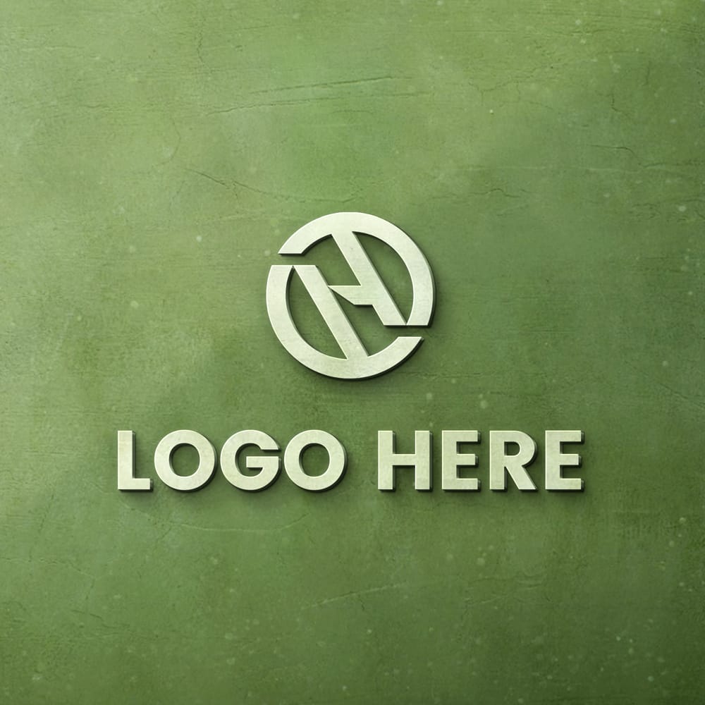 Free 3D Logo Mockup on Green Wall PSD