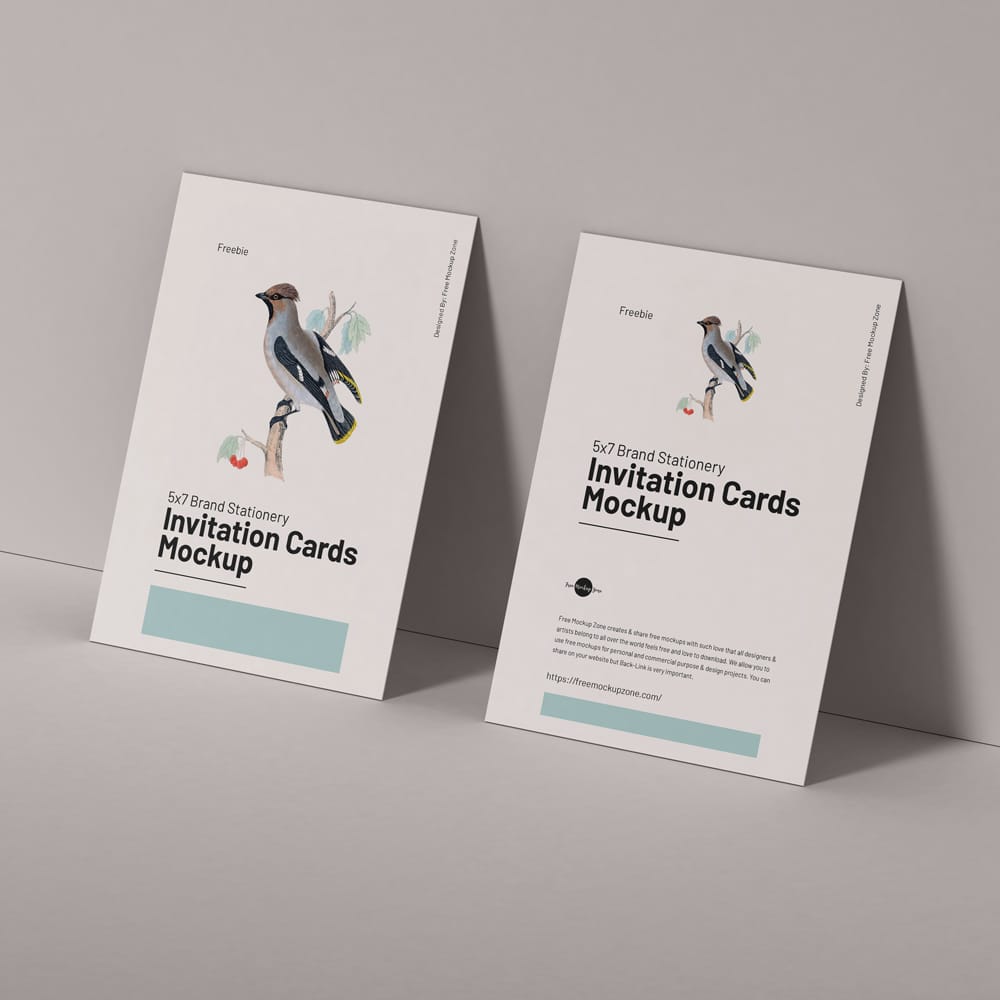 Free 5×7 Invitation Cards Brand Stationery Mockup PSD