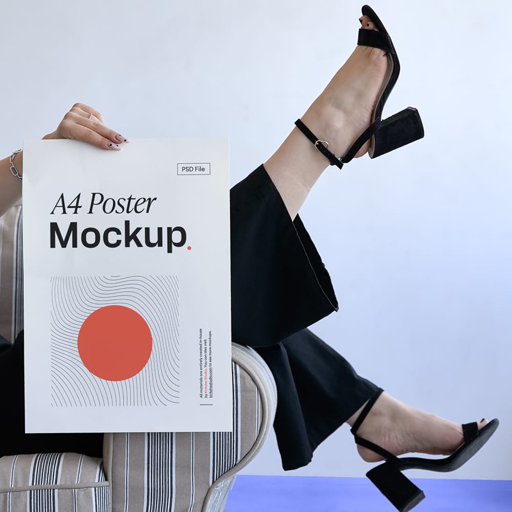 Free A4 Poster Mockup Template PSD