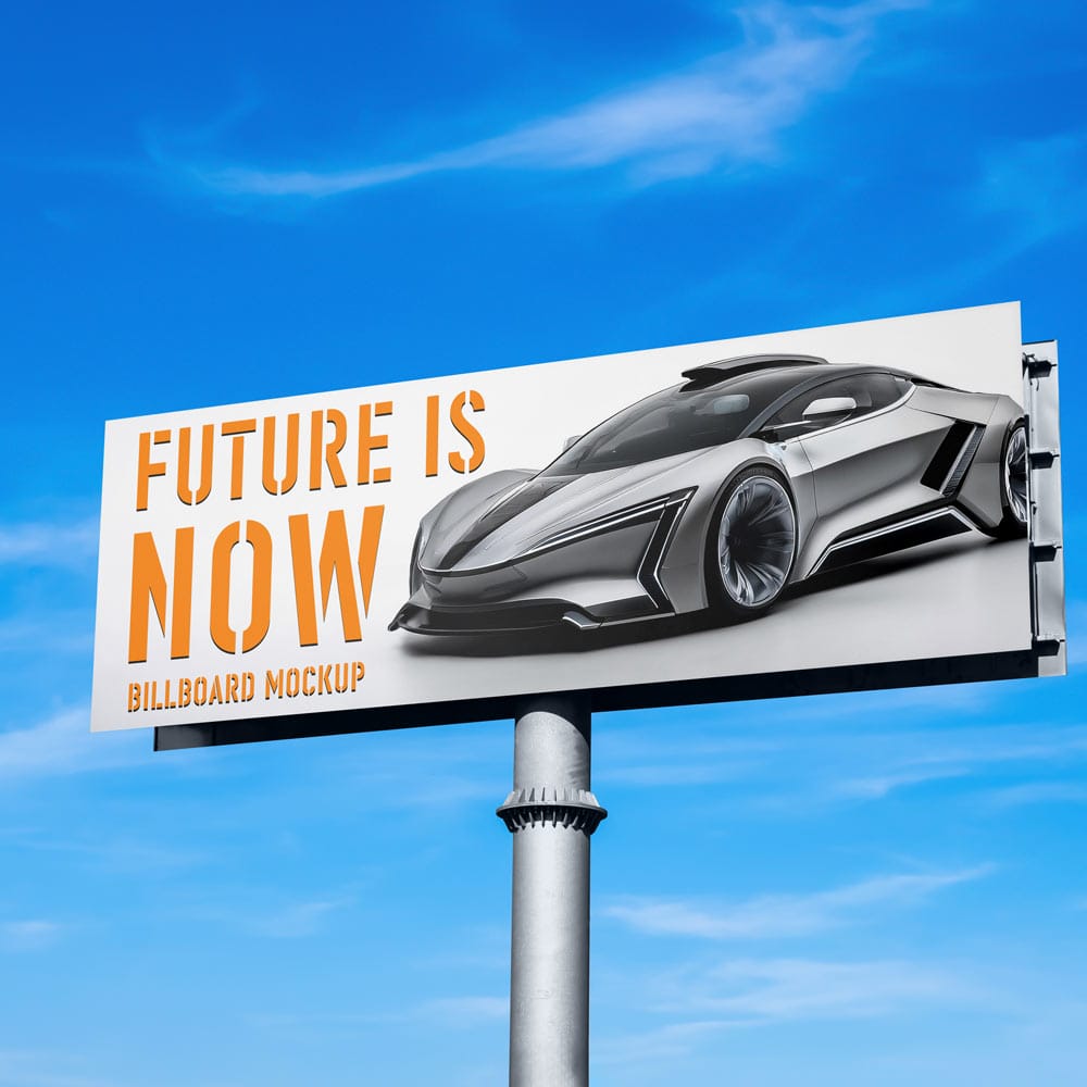 Free Big Billboard on Sky Mockup PSD