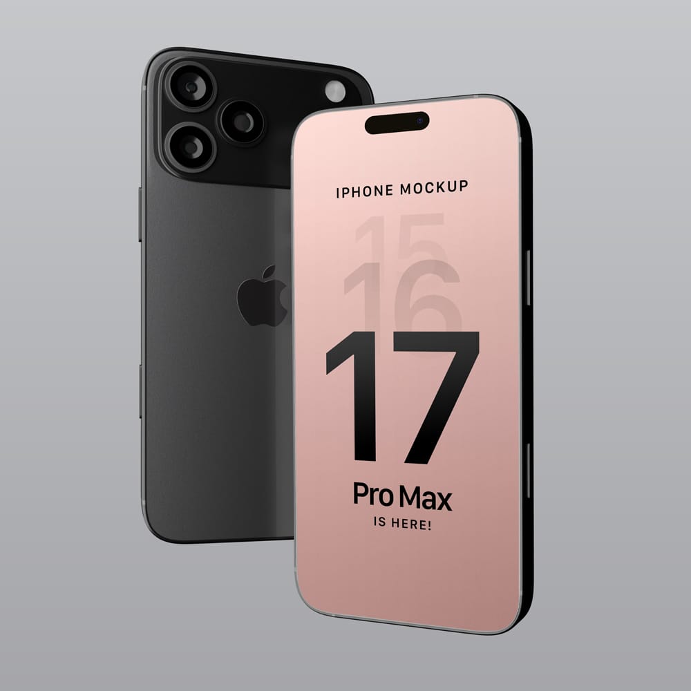 Free Black Titanium iPhone 17 Pro Max Mockup PSD