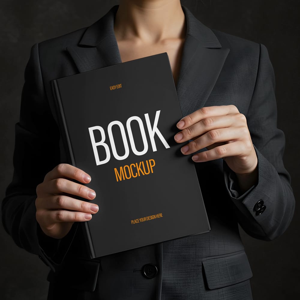 Free Book Cover in Women Hands Mockup PSD