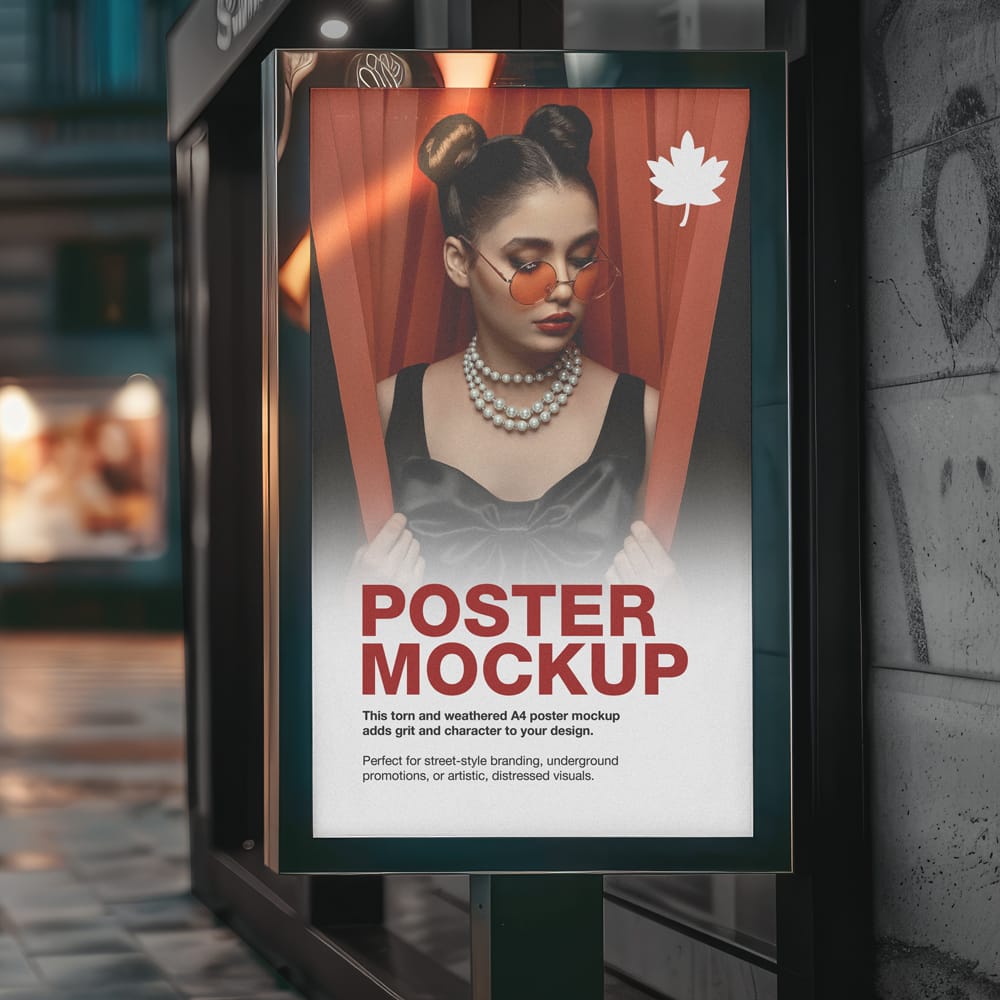 Free Bus Stop Mupi Poster Mockup PSD