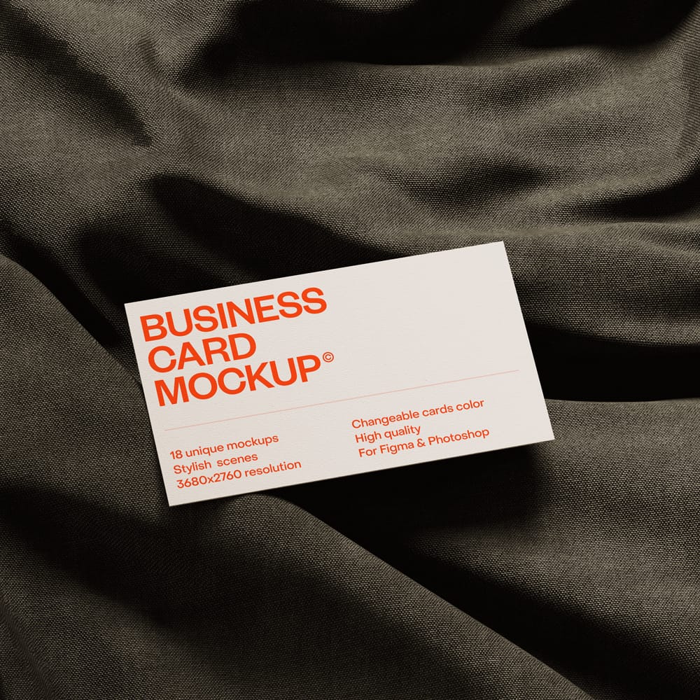 Free Business Card Mockup on Soft Fabric PSD