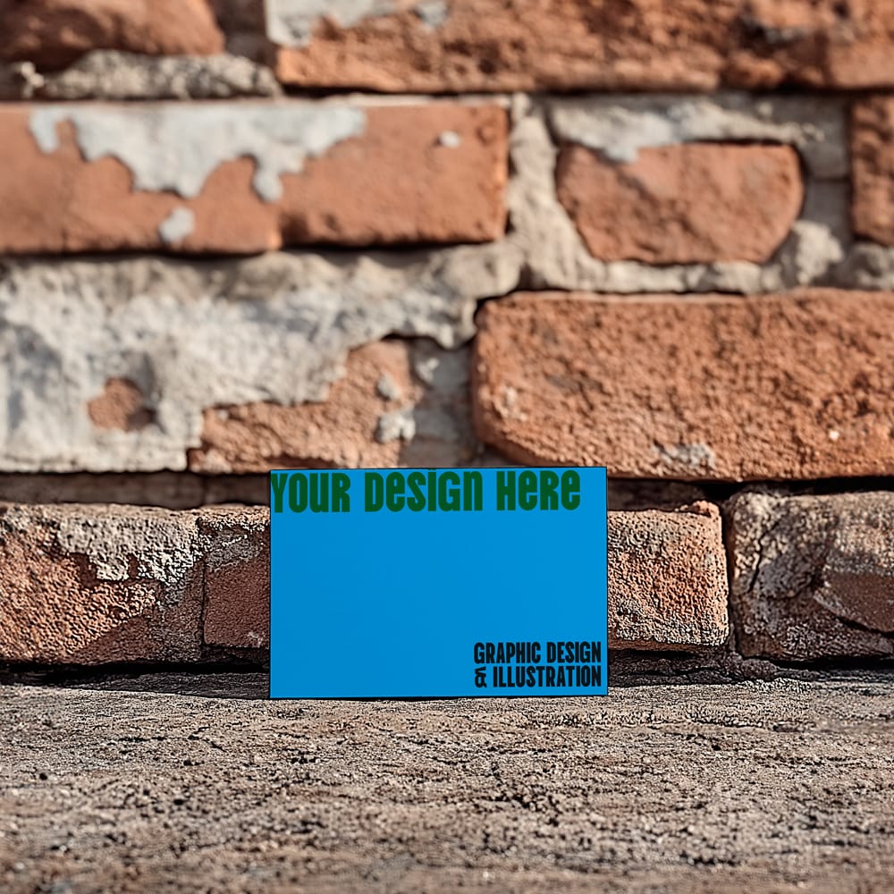 Free Business Card on Brick Wall Mockup PSD