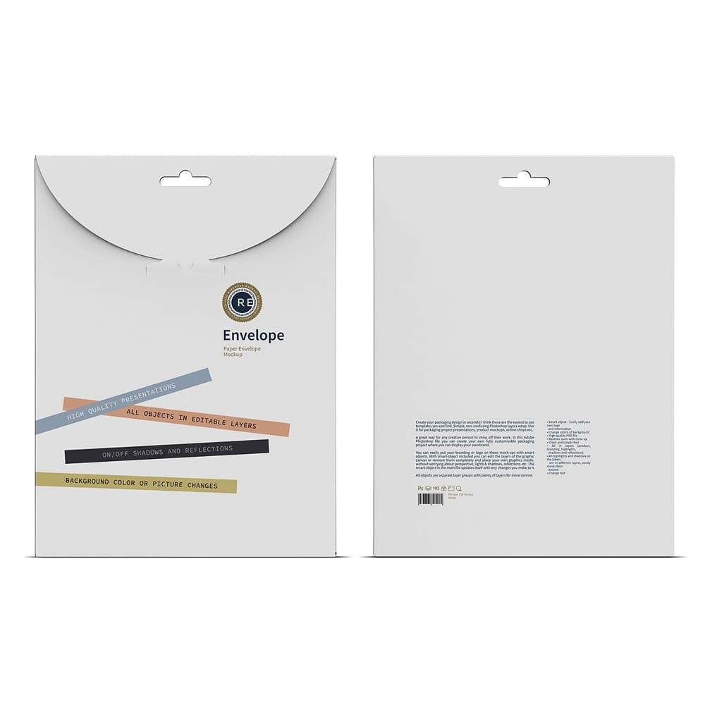 Free Cardboard Paper Envelope Mockup PSD