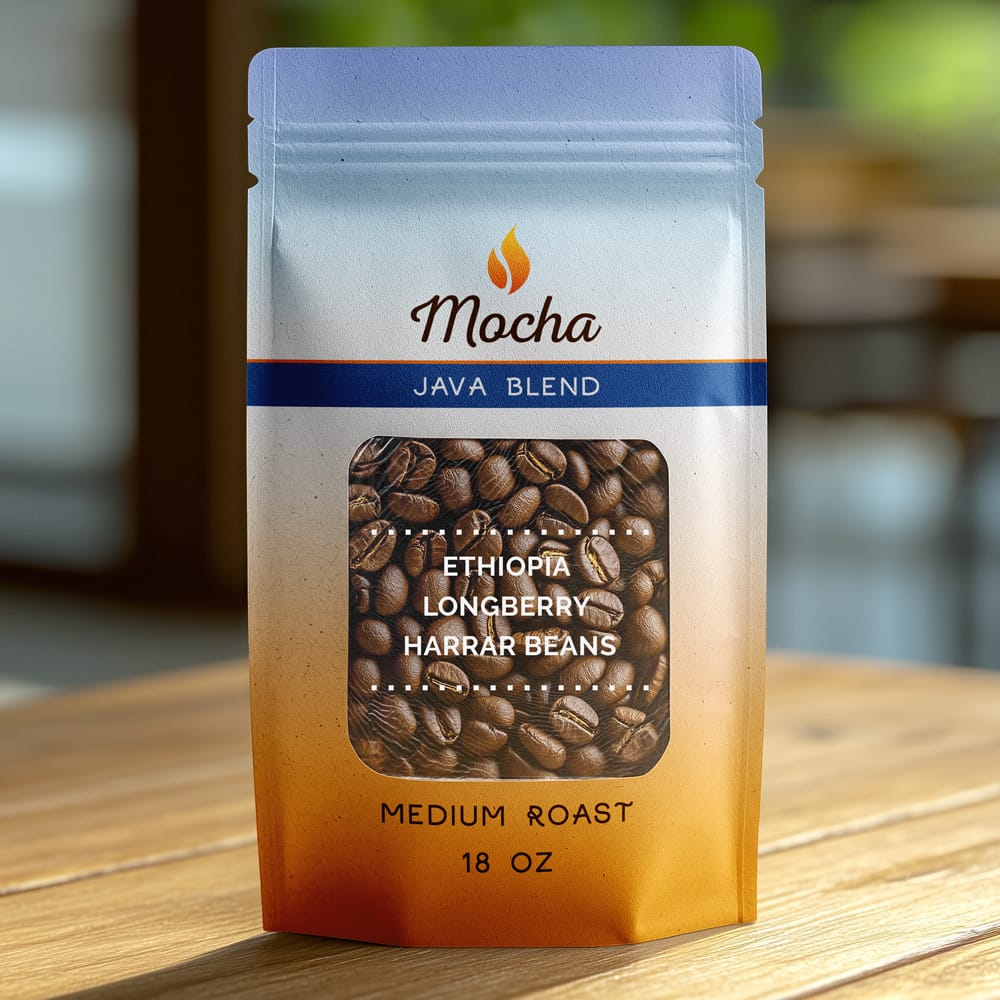 Free Coffee Beans Craft Paper Standing Bag Mockup PSD