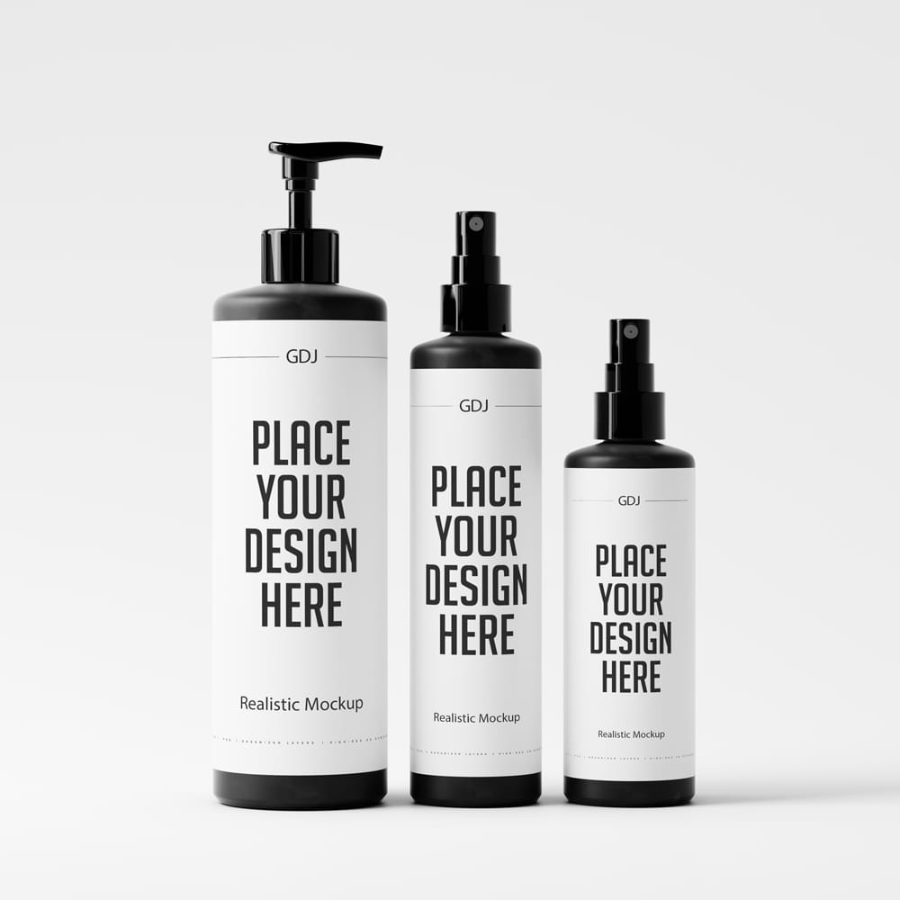 Free Cosmetic Bottle Mockup Set PSD