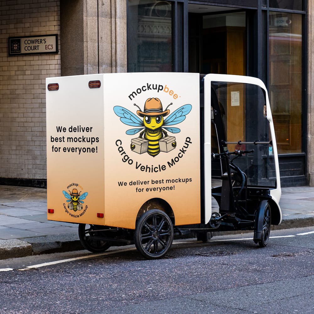 Free Courier Cargo Bicycle Mockup PSD