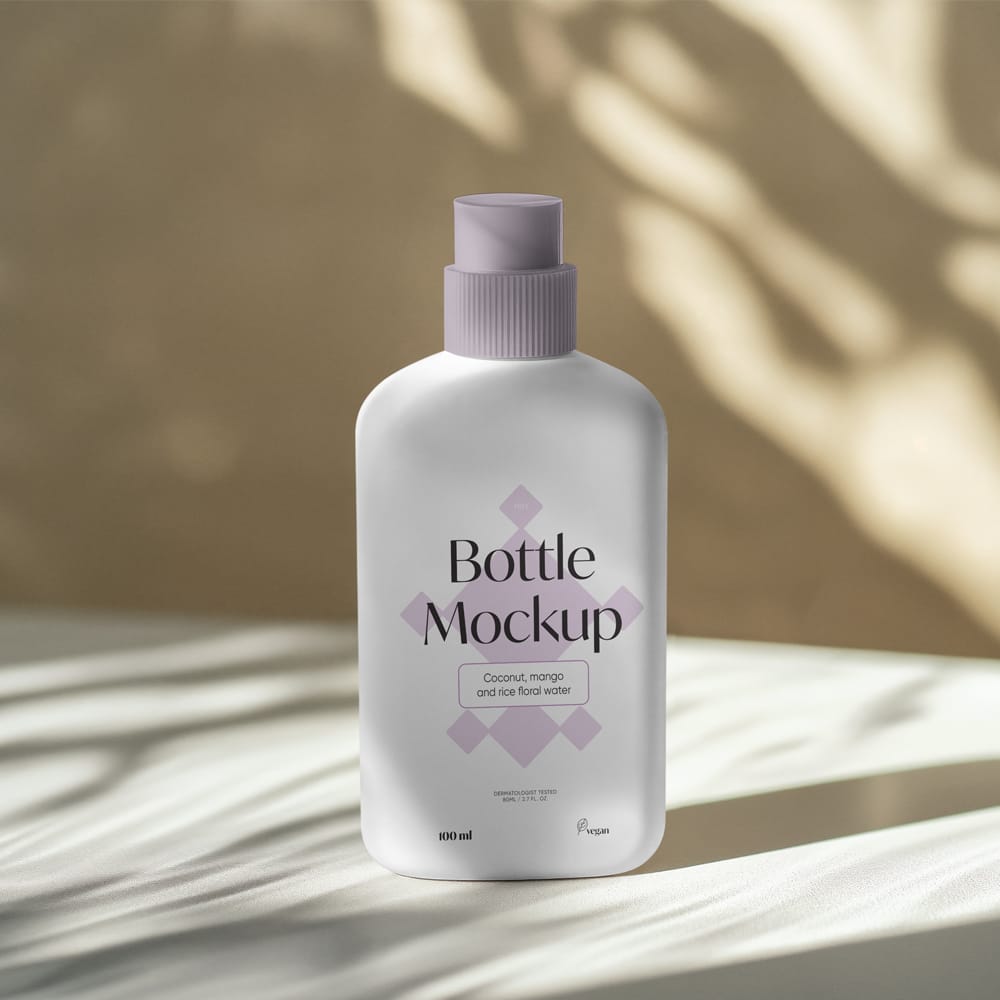 Free Cream Plastic Bottle Mockup PSD