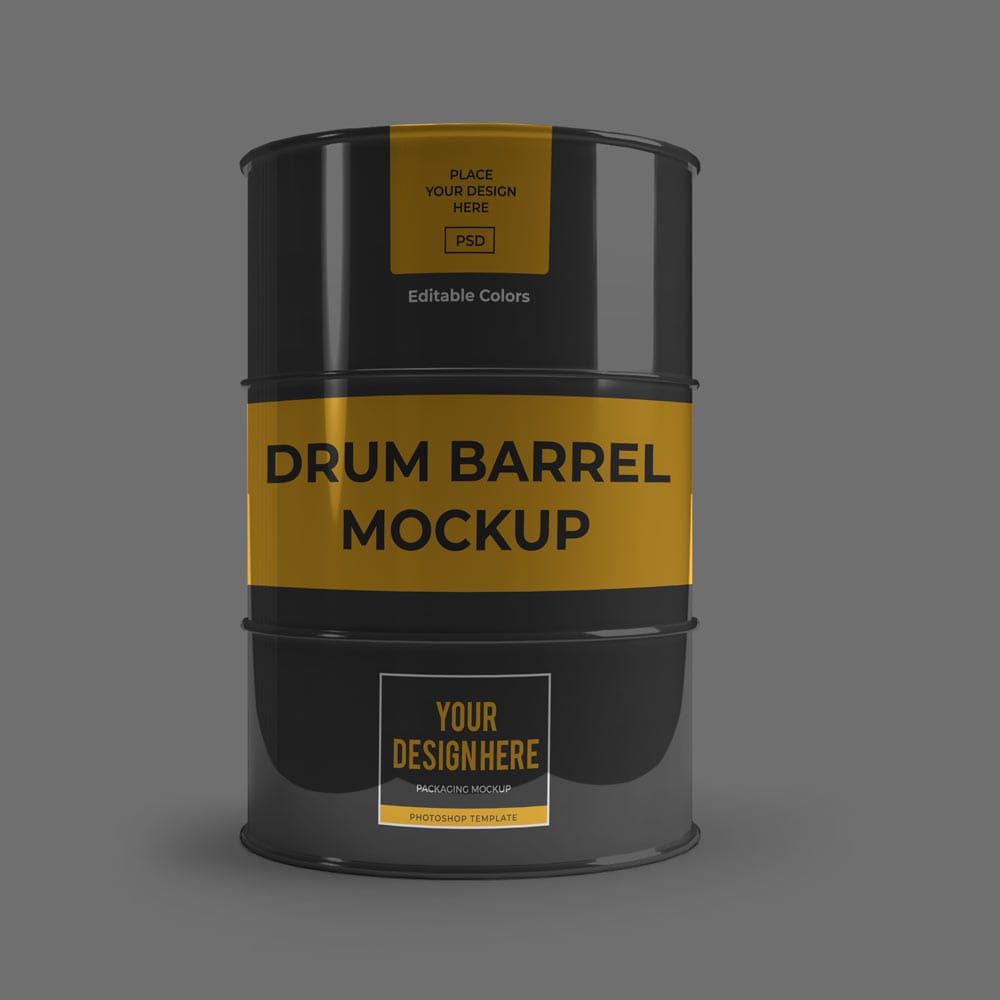 Free Drum Barrel Mockup Template PSD