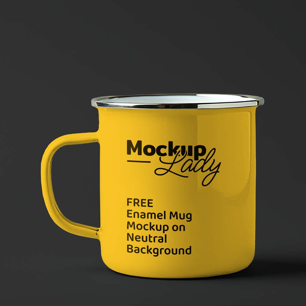 Free Enamel Mug Mockup on Neutral Background PSD