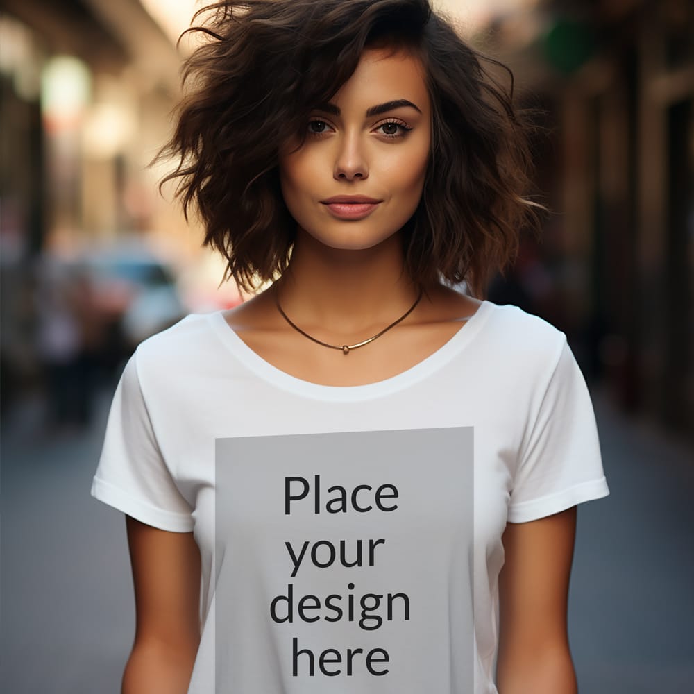 Free Fashionable White T-shirt Mockup PSD
