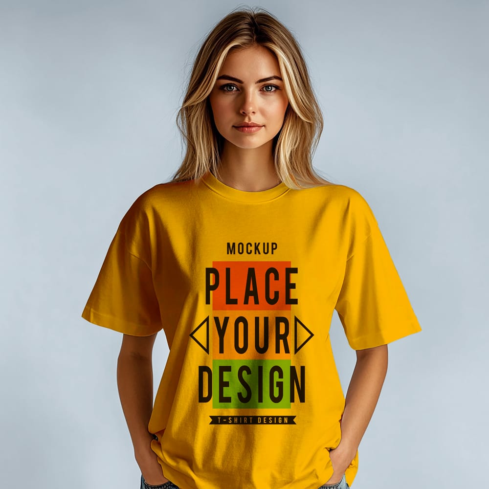 Free Female T-Shirt Mockup PSD