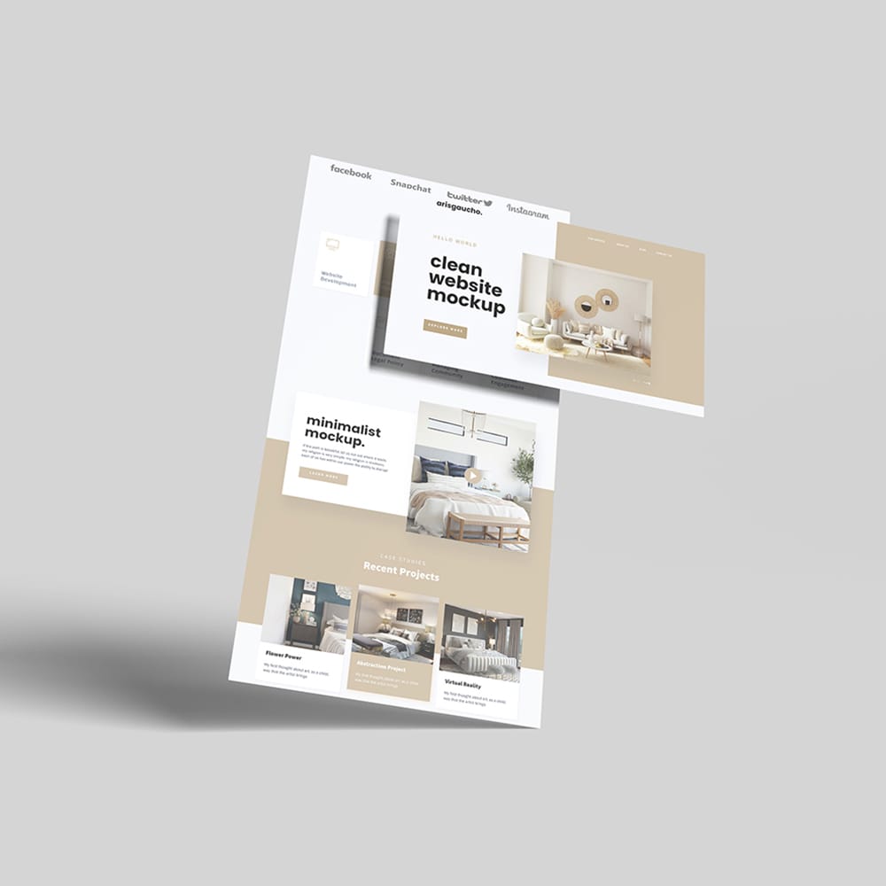 Free Floating Website Pages Mockup PSD