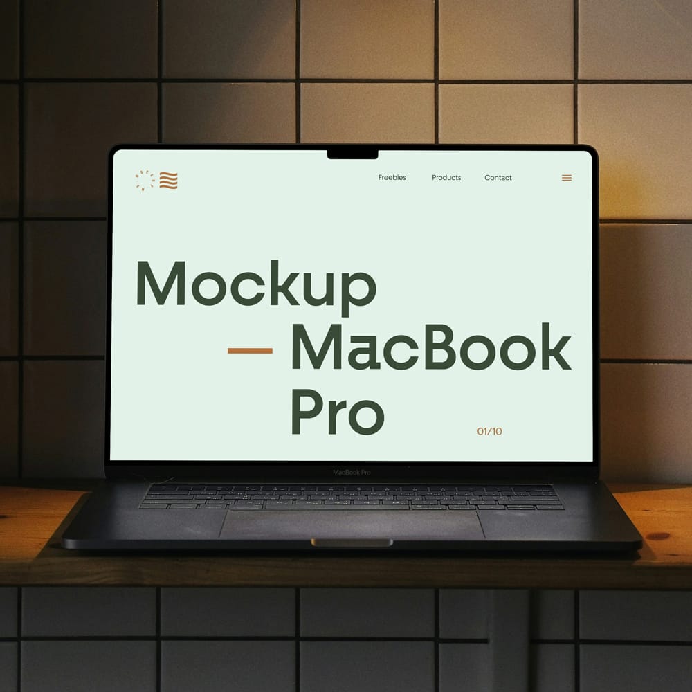 Free Front View MacBook 16 Pro Mockup PSD