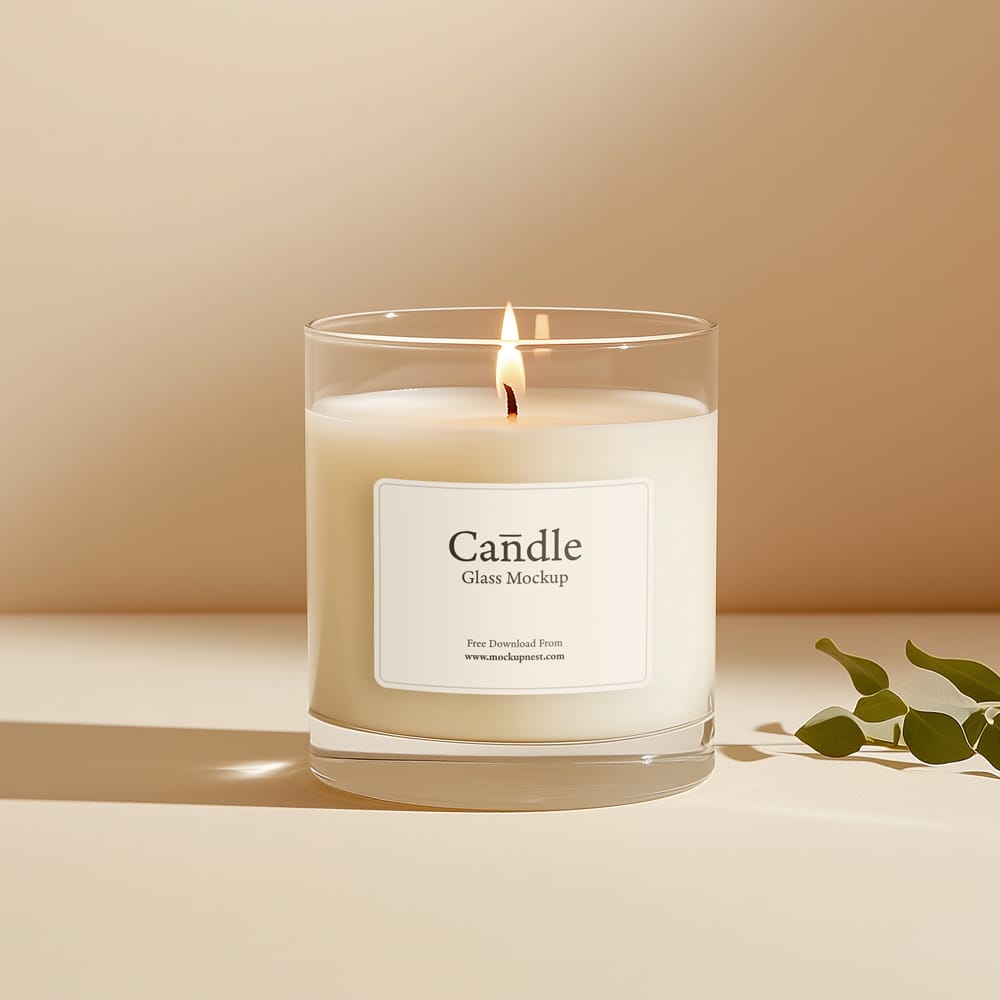 Free Glass Candle Mockup PSD