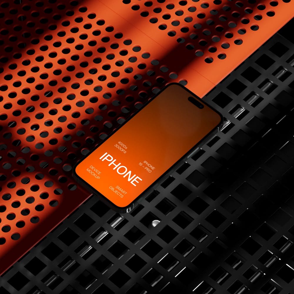 Free Grunge iPhone 16 Pro Mockup PSD