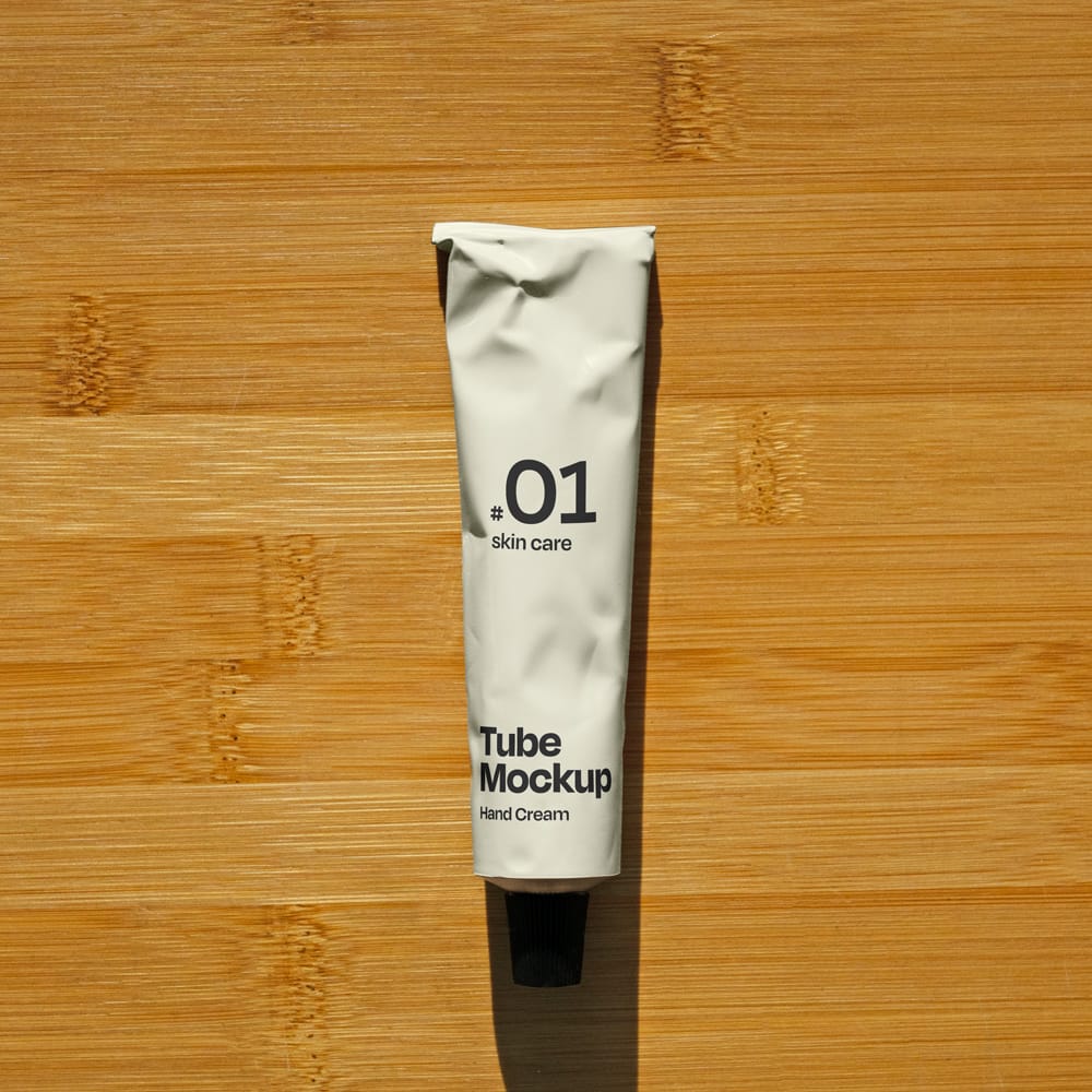 Free Hand Cream Cosmetic Tube Mockup PSD