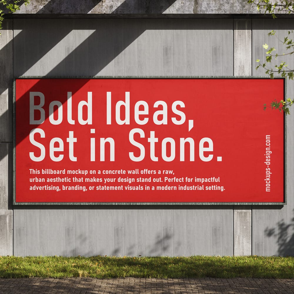 Free Industrial Concrete Billboard Mockup PSD