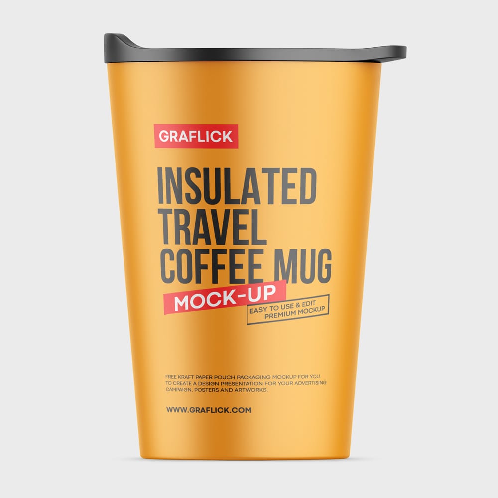 Free Insulated Travel Coffee Mug Mockup PSD