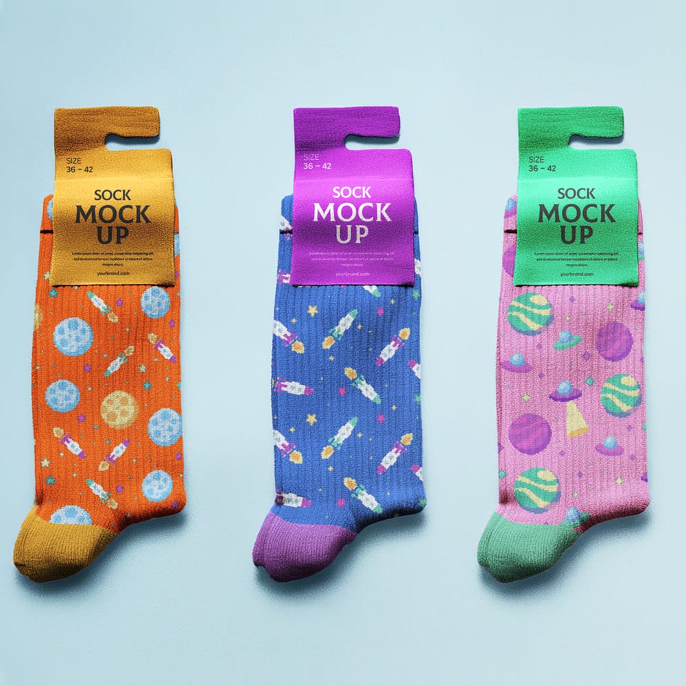 Free Label Socks Mockup PSD