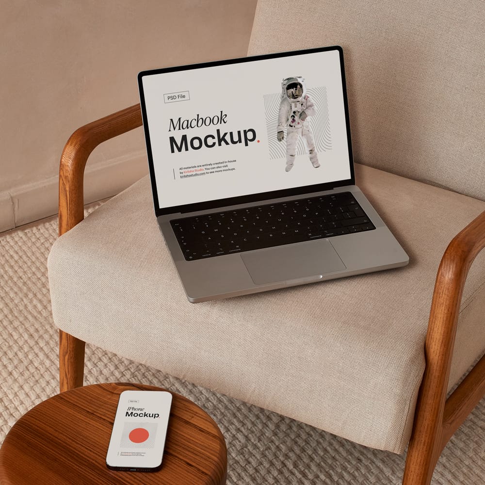 Free Macbook and iPhone Mockup PSD