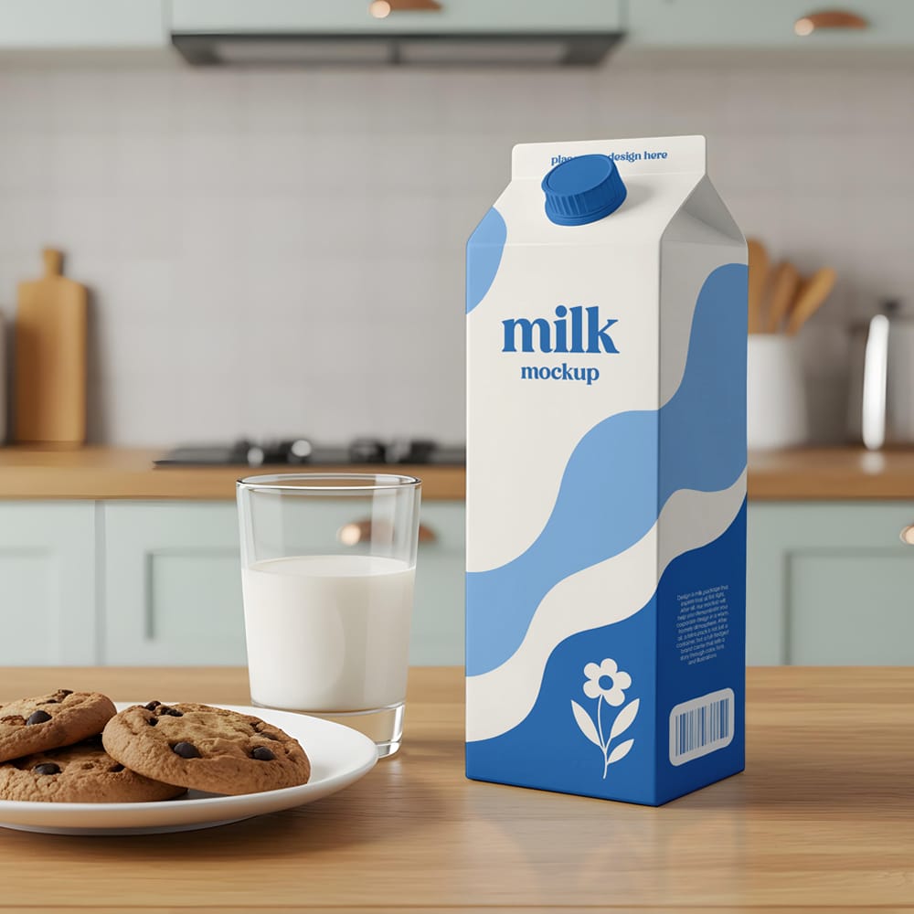 Free Milk Carton Mockup PSD