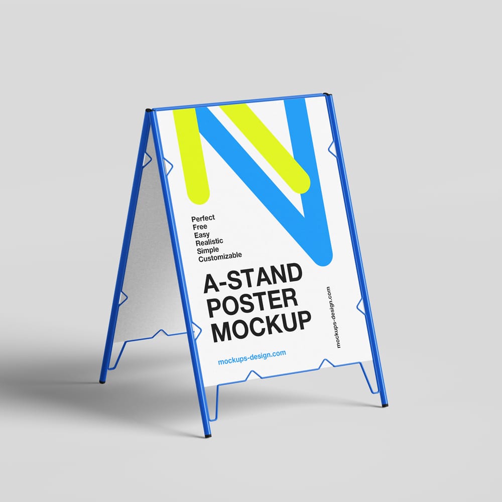 Free Minimal A-stand Poster Mockup PSD
