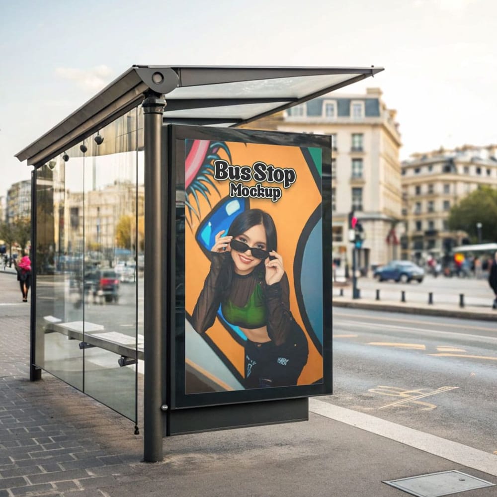 Free Modern Citylight Bus Stop Mockup PSD